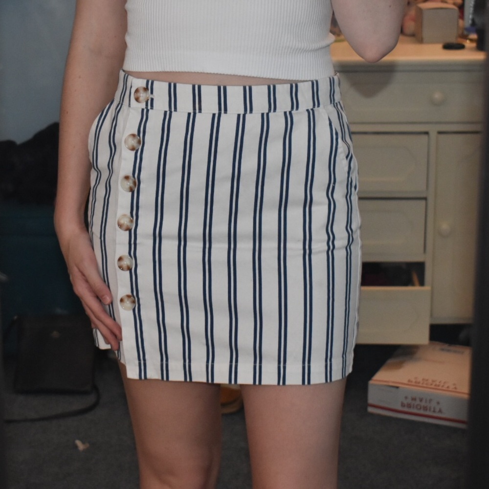 Forever 21 Pinstripe Skirt with Side Buttons